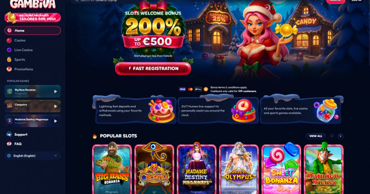Aper&ccedil;u interface Gambiva Casino